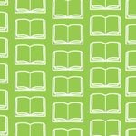 Open books in repeated pattern on green background
