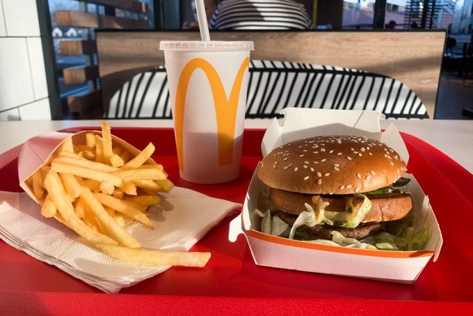 A tray with Big Mac, french fries and Coca-Cola is seen on a table in this illustration photo taken in McDonald's restaurant