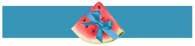 Watermelon slice with a blue bow
